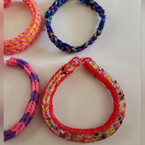Handmade Pink and Purple Rainbow Loom Bracelet Set - Picture 5 of 5